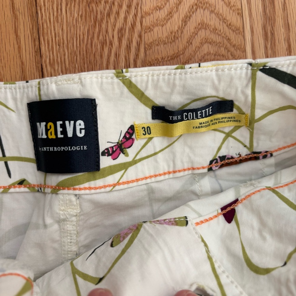 Anthropologie Maeve The Colette Butterfly Print High Rise Wide Leg Crop Pants 30 - Picture 5 of 12